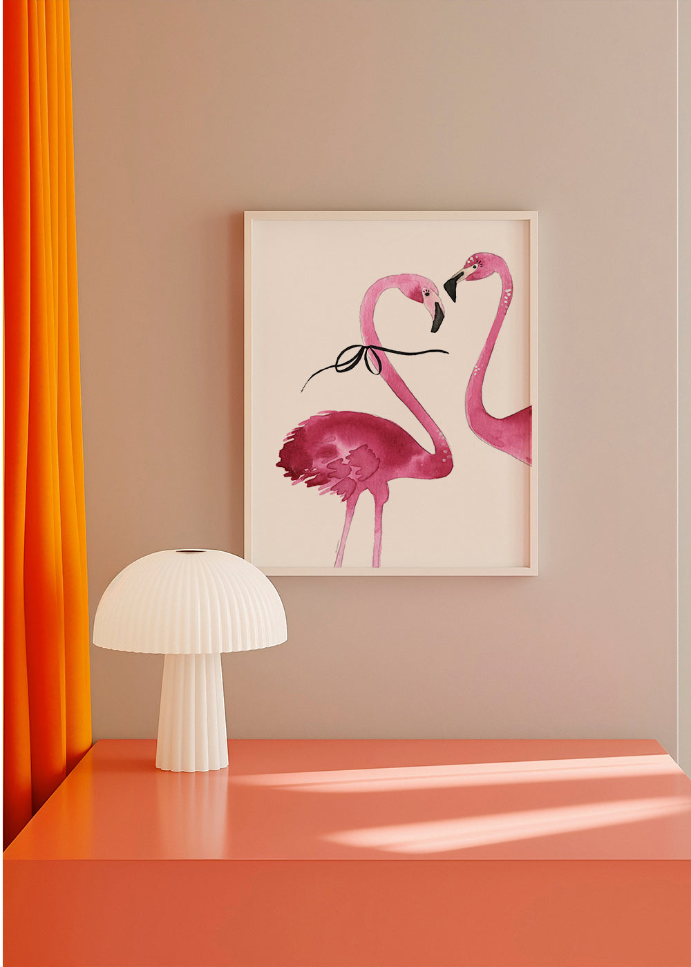 Konst rosa flamingo akvarell