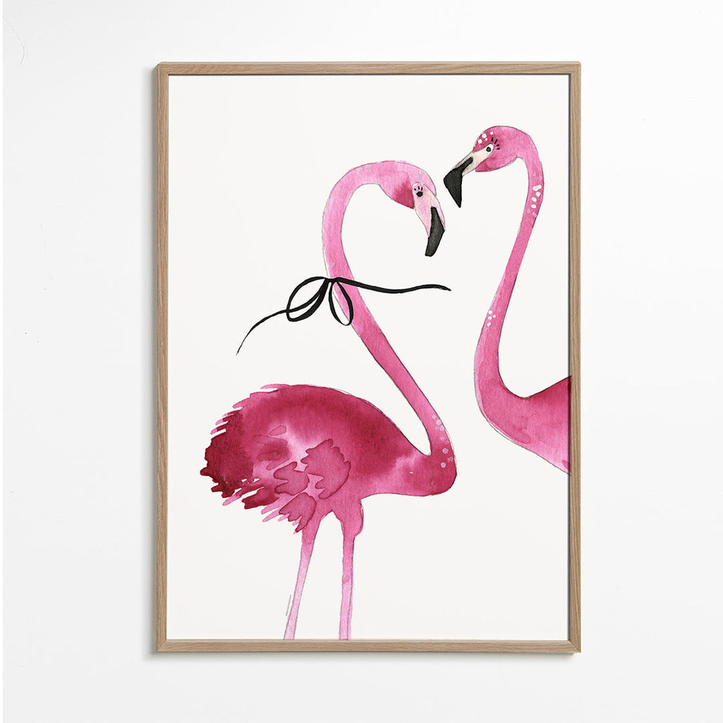 Konst rosa flamingo akvarell
