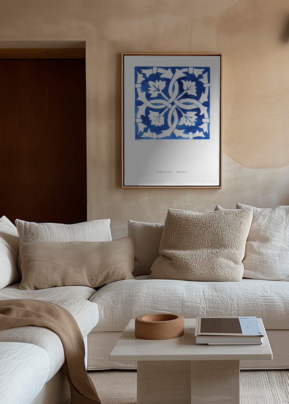 Botanisk poster: Sevilla-kakel i blått