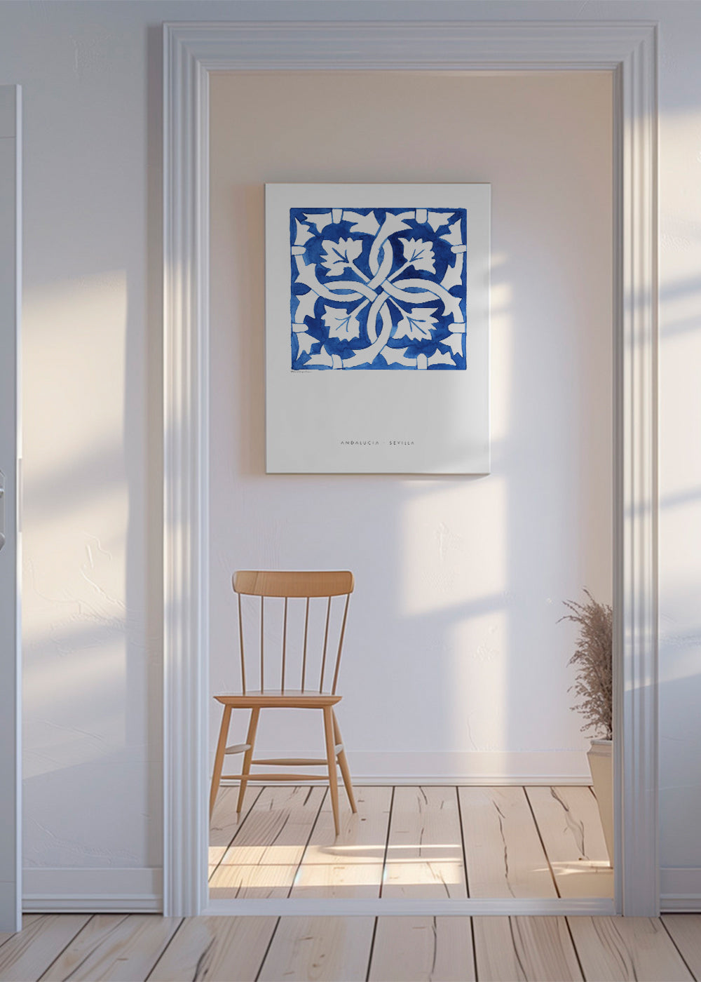 Botanisk poster: Sevilla-kakel i blått
