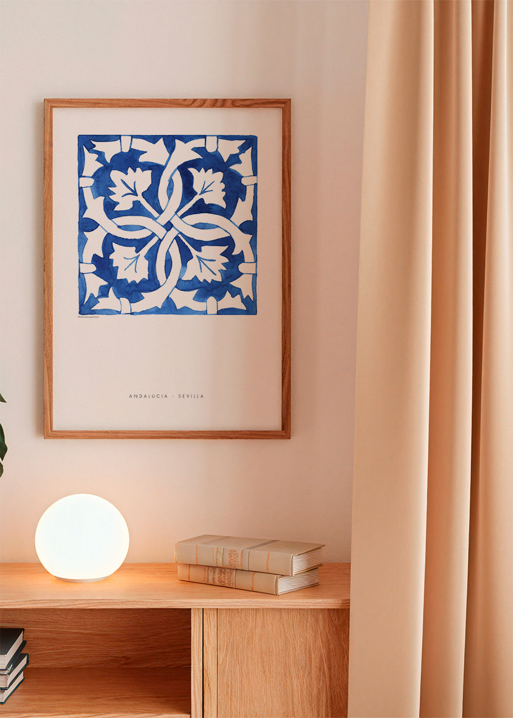 Botanisk poster: Sevilla-kakel i blått