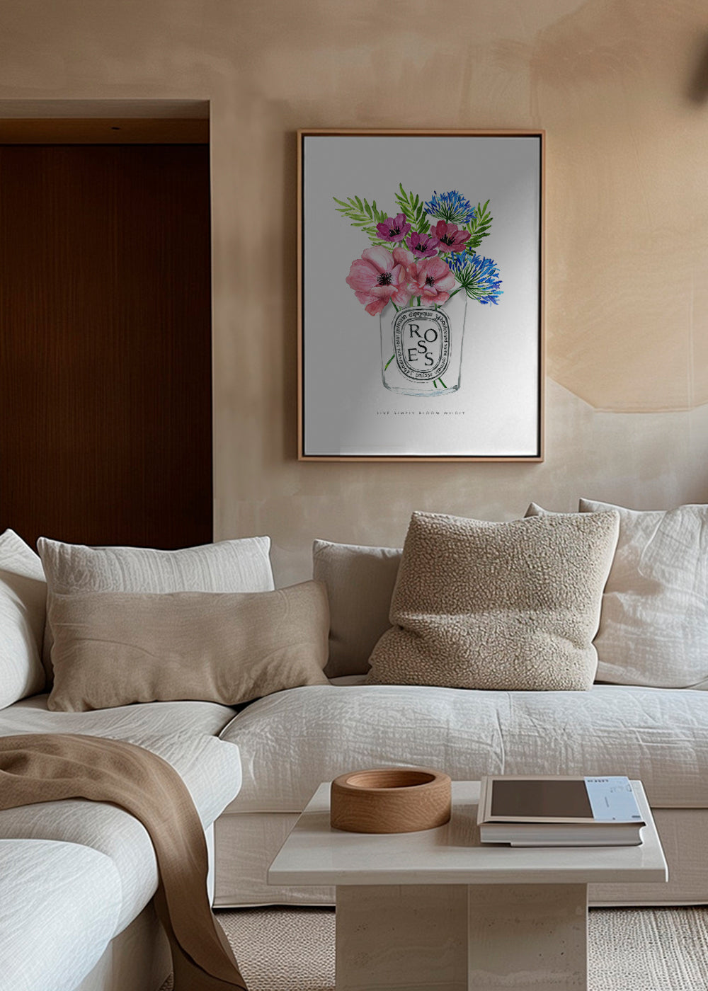 Botanisk poster: akvarellbukett i glas