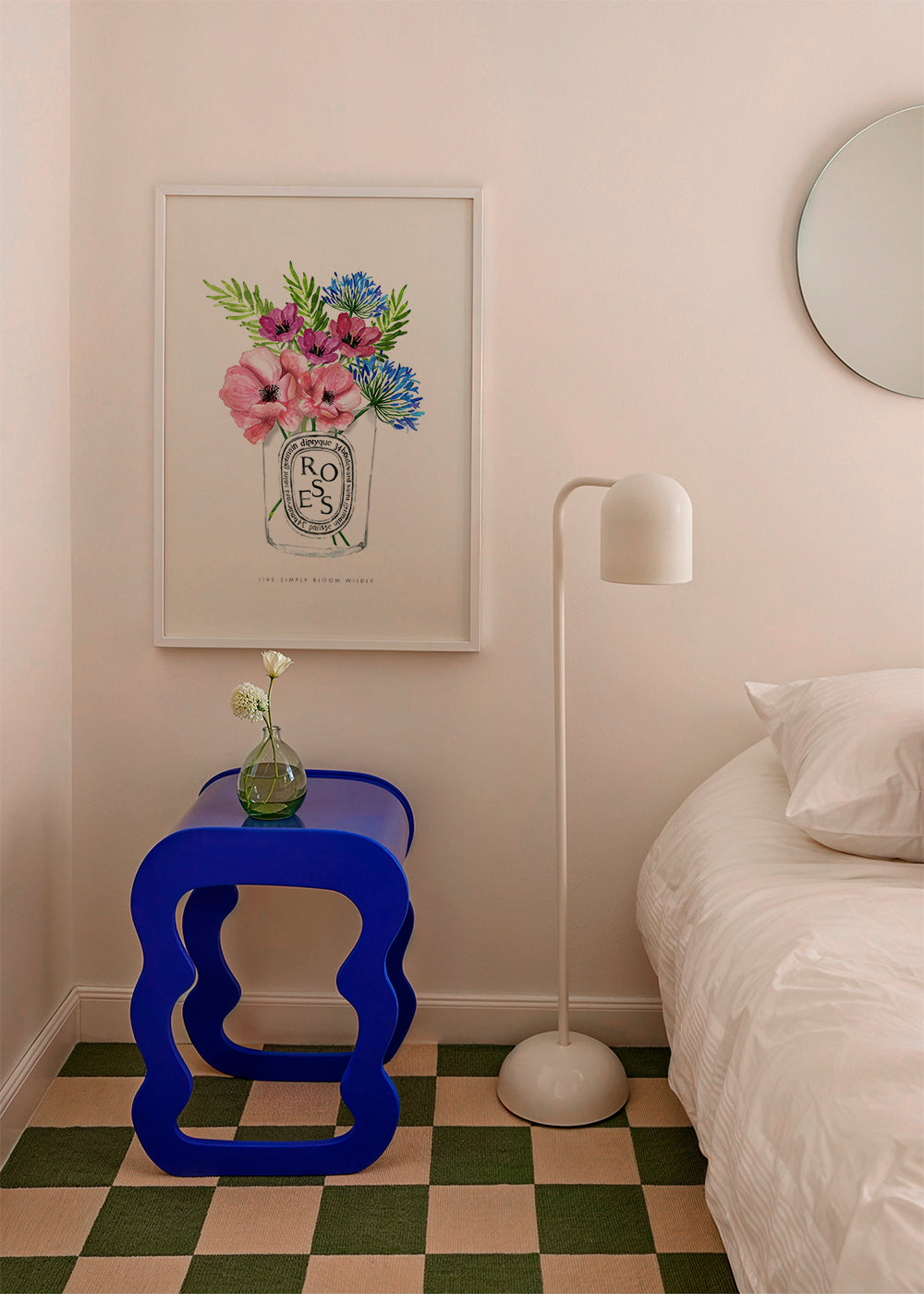 Botanisk poster: akvarellbukett i glas