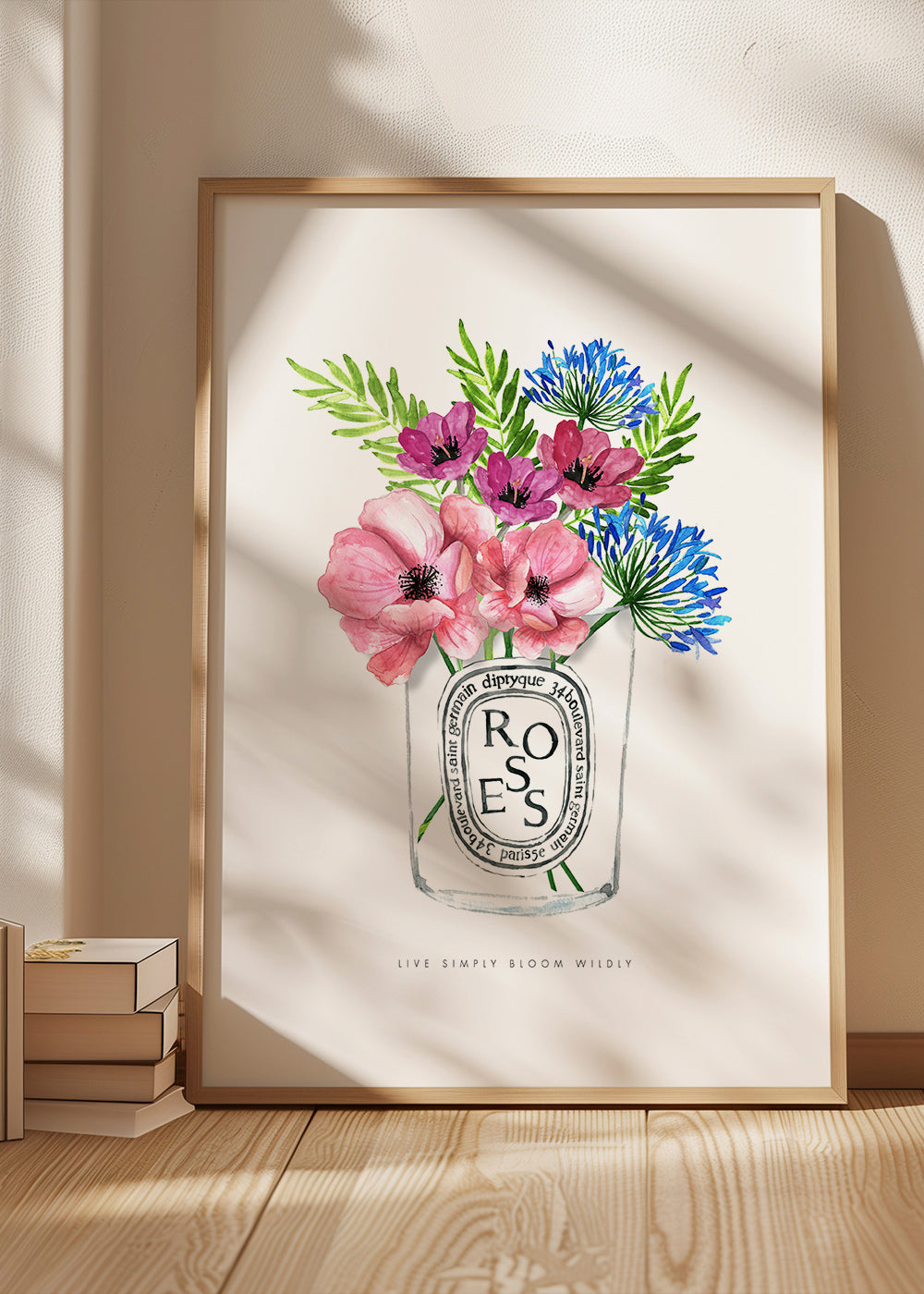 Botanisk poster: akvarellbukett i glas
