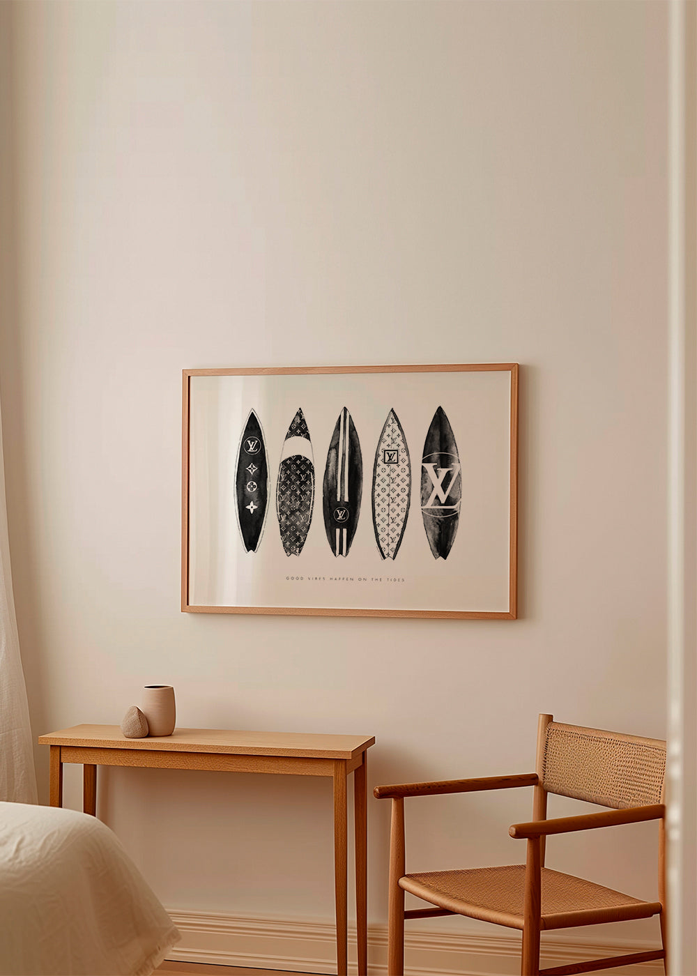 Sportkonst surfbrädor i svartvitt