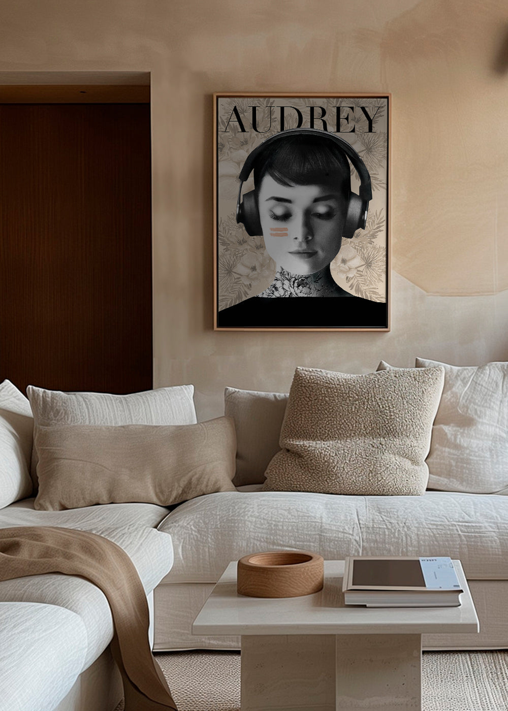 Vintage affisch Audrey med hörlurar