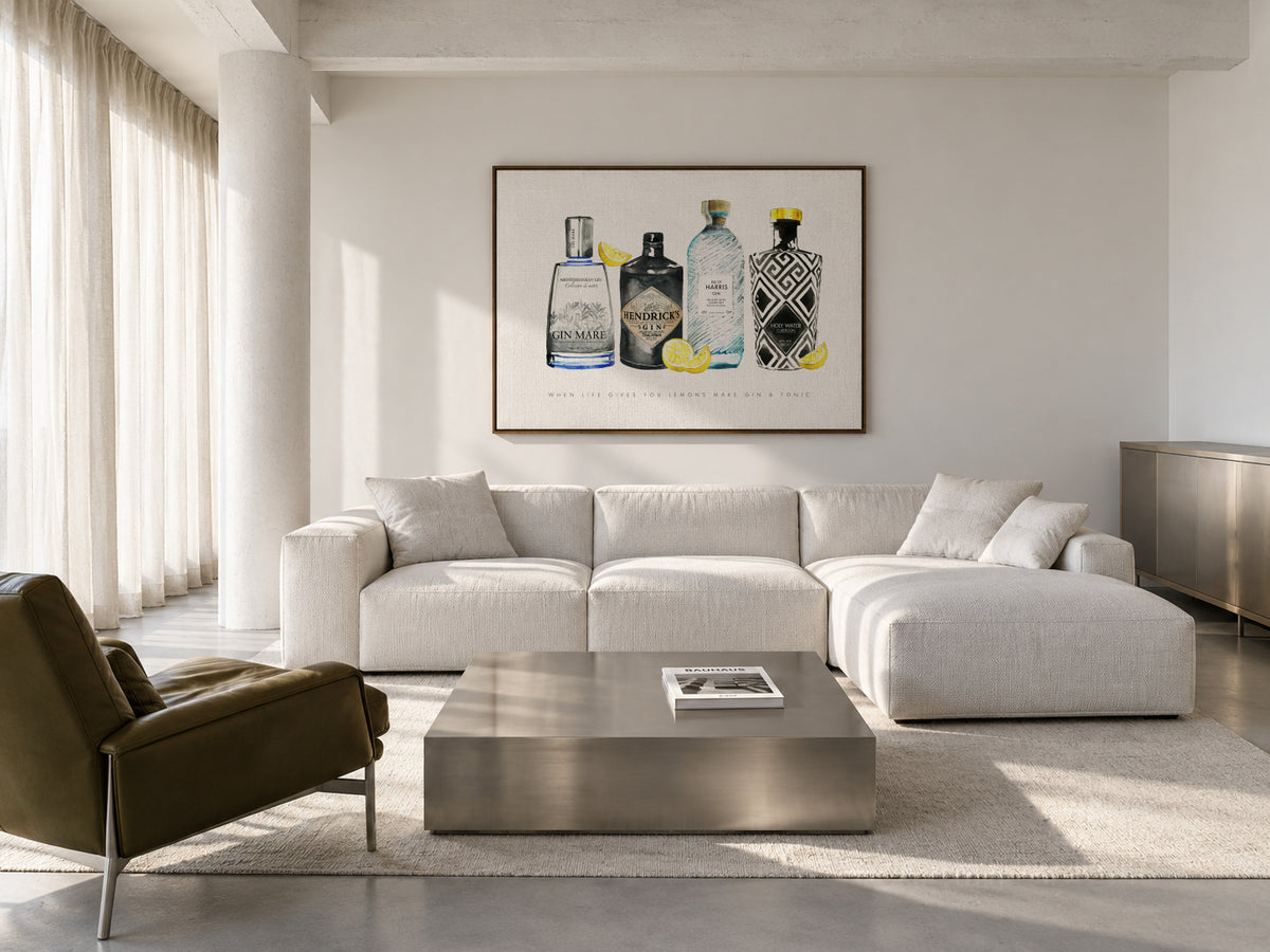 Gin lemons - Framed canvas in an interior