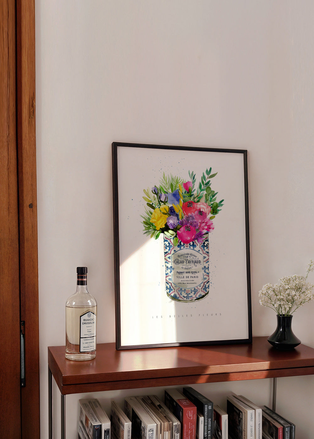 Summer Florals Vintage Can - Framed poster in an interior
