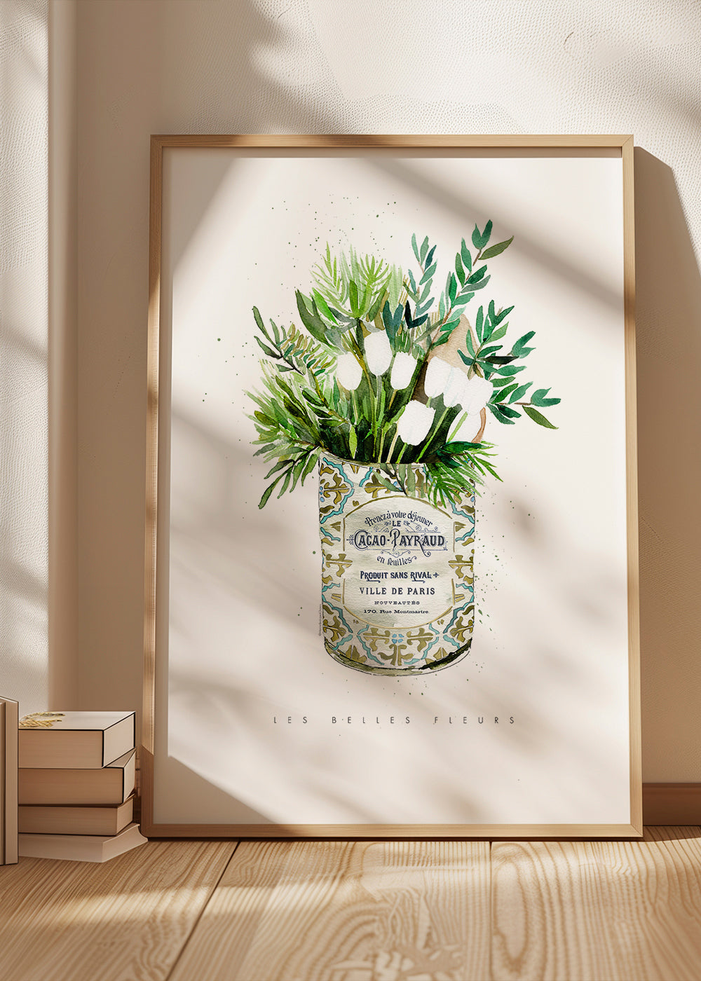 Botanisk poster vita tulpaner i vintageburk
