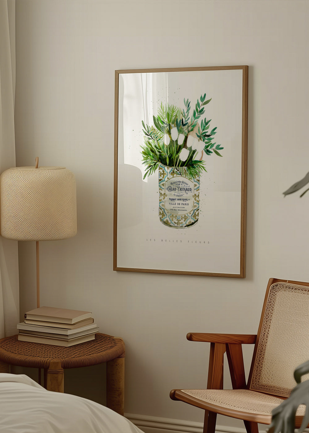White Tulips Vintage Can - Framed poster in an interior