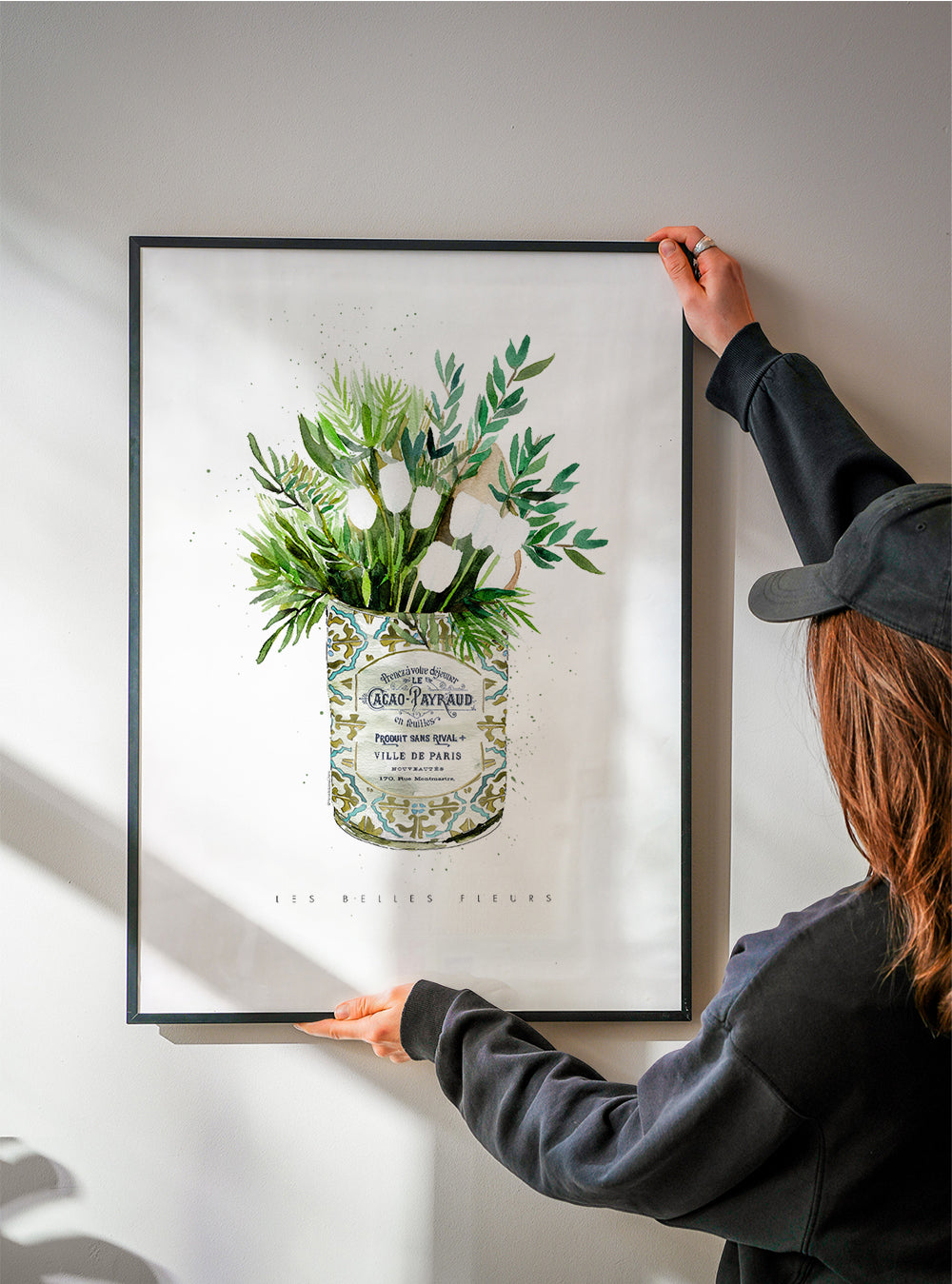Botanisk poster vita tulpaner i vintageburk