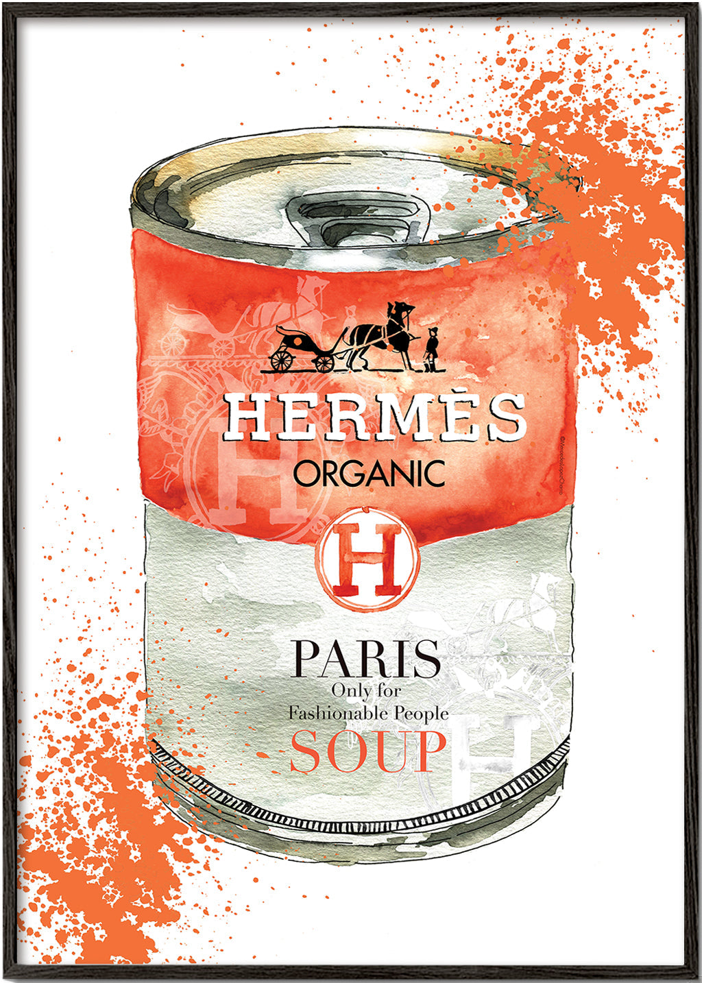 Kökskonst Hermès Soup illustrerad burk