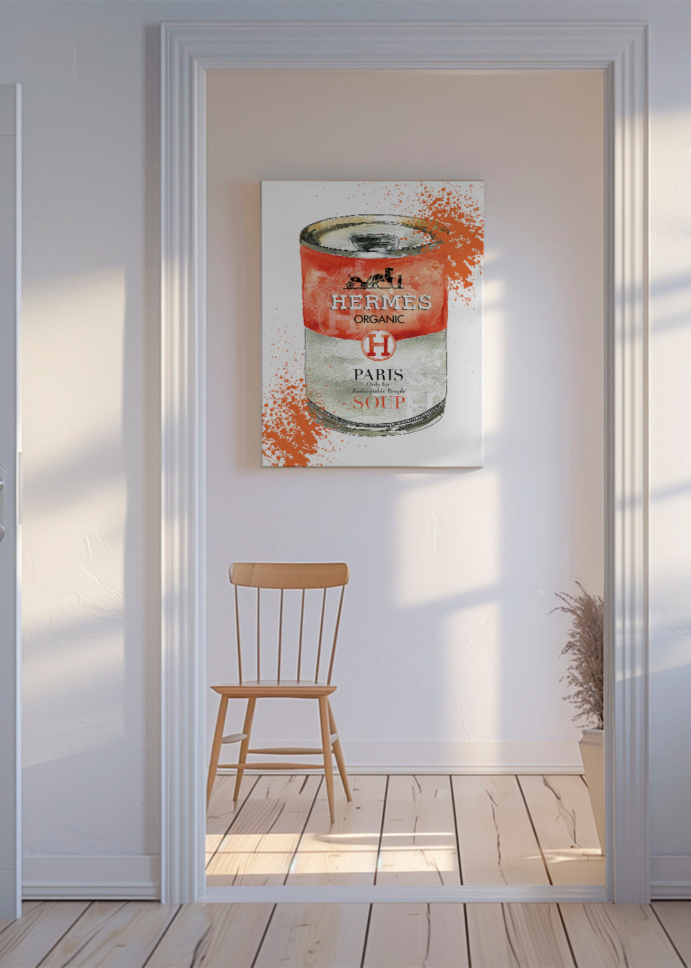Kökskonst Hermès Soup illustrerad burk