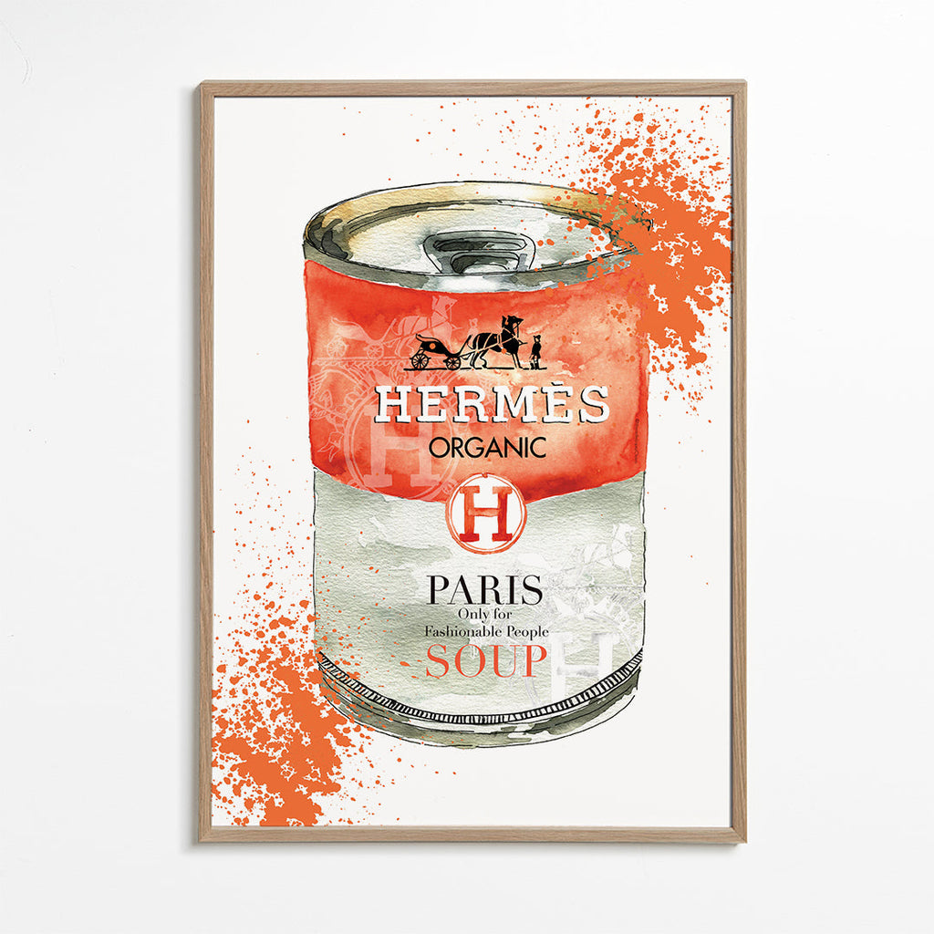 Kökskonst Hermès Soup illustrerad burk