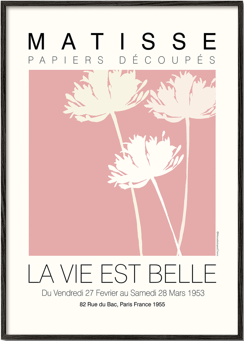 Botanisk poster Matisse rosa utskärningar