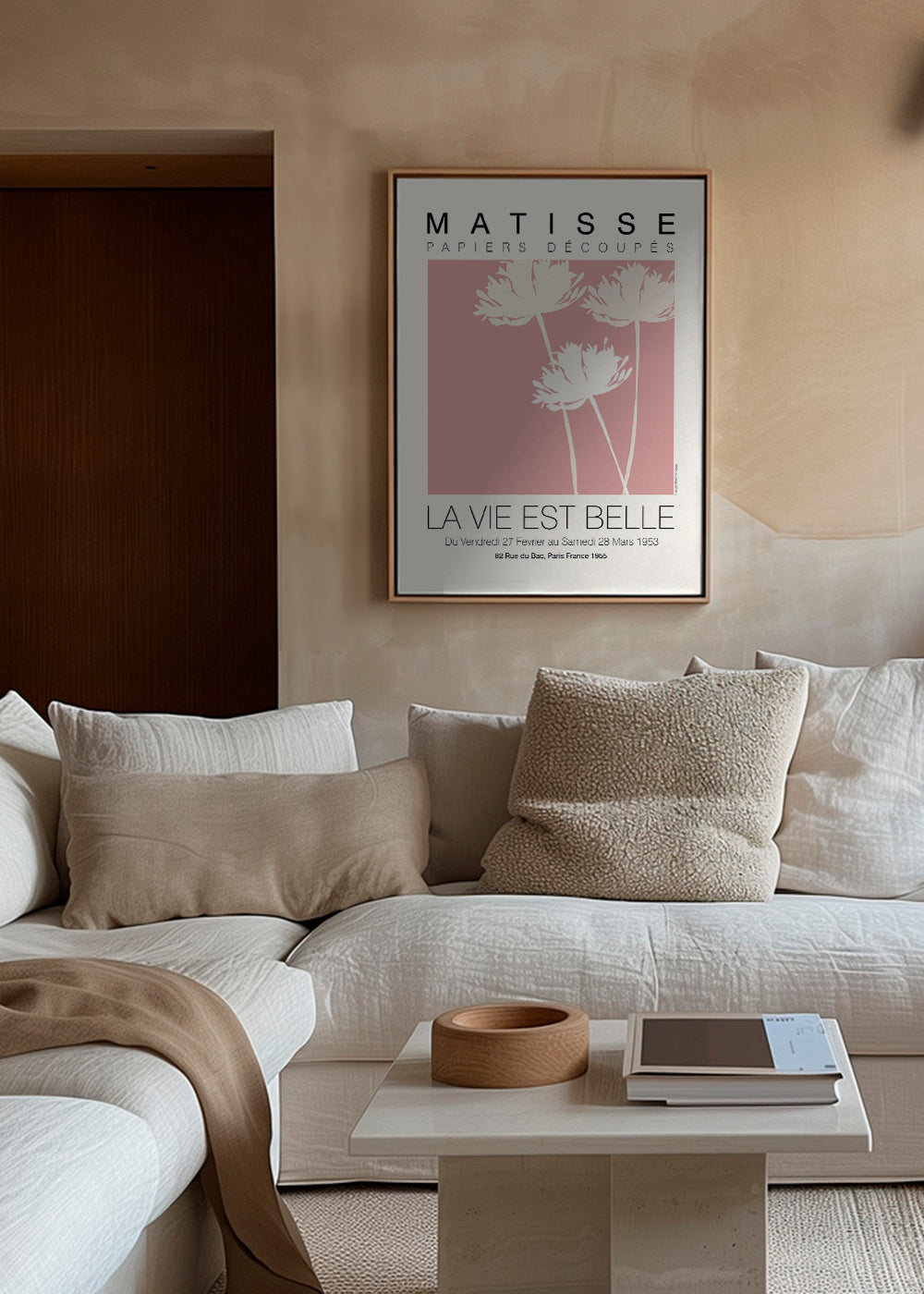 Botanisk poster Matisse rosa utskärningar