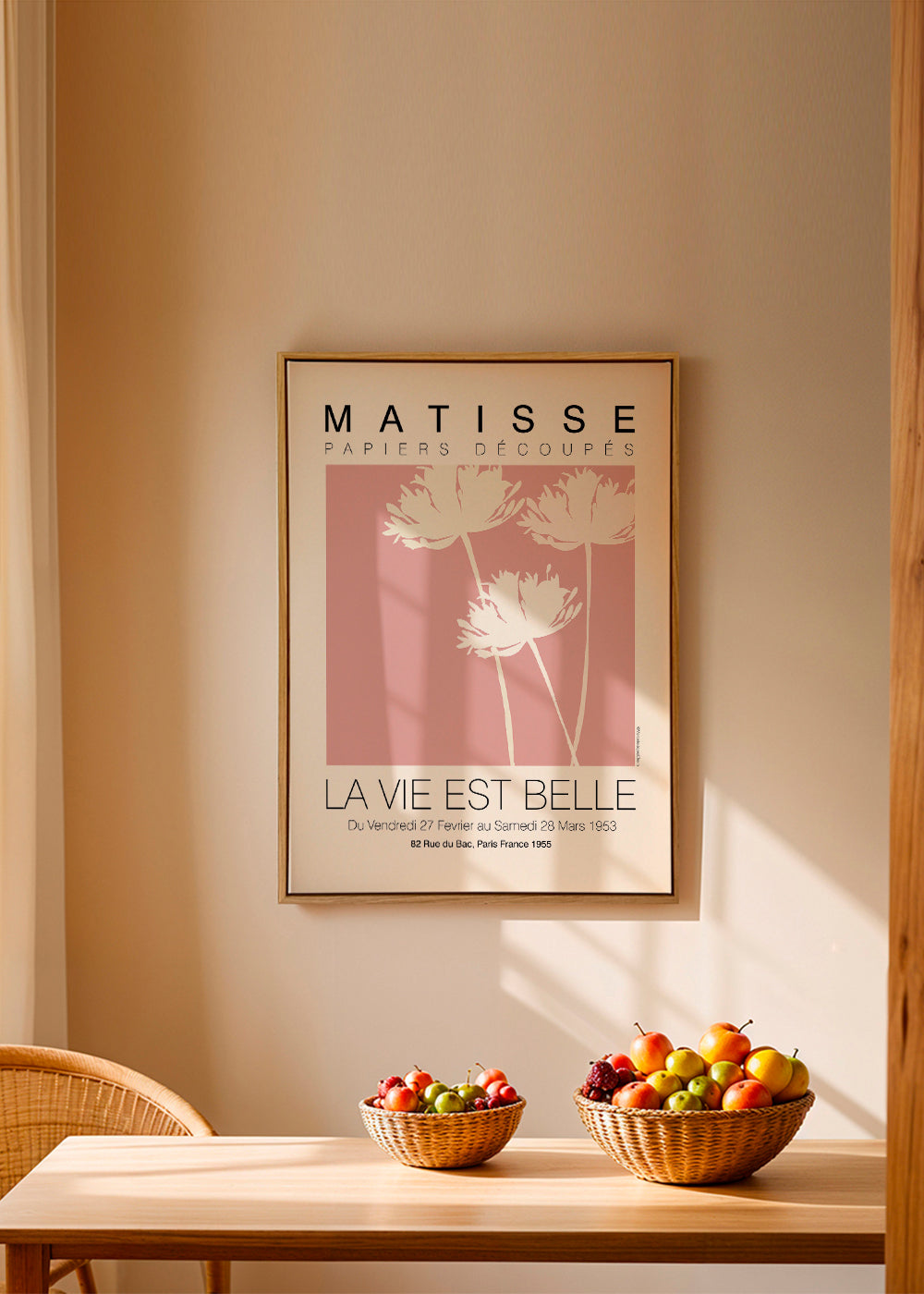 Botanisk poster Matisse rosa utskärningar