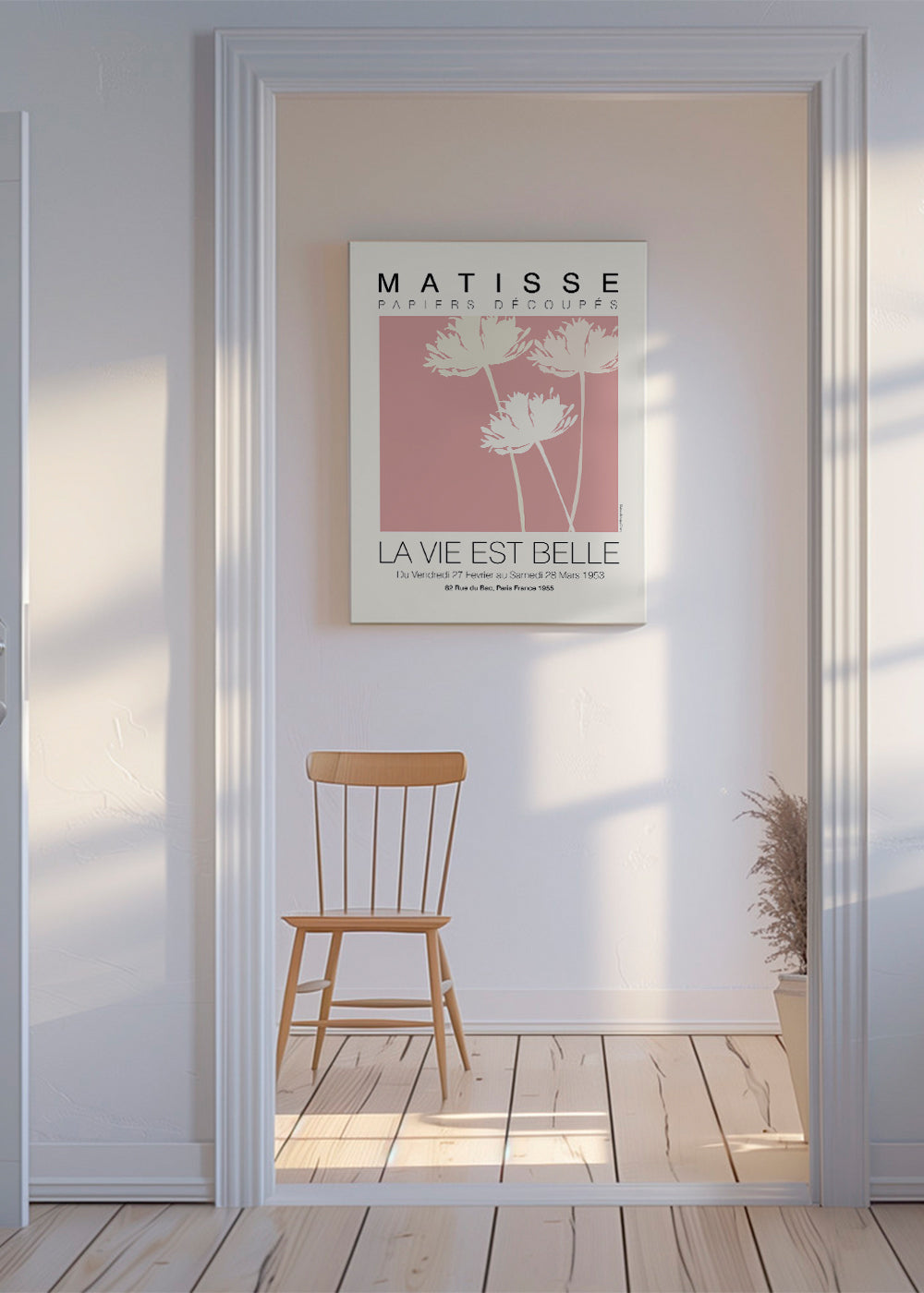 Botanisk poster Matisse rosa utskärningar