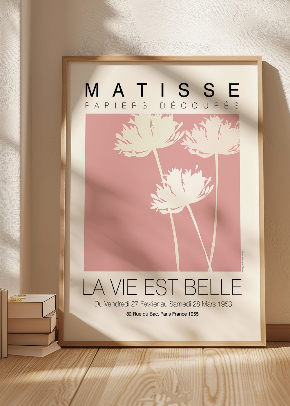 Botanisk poster Matisse rosa utskärningar