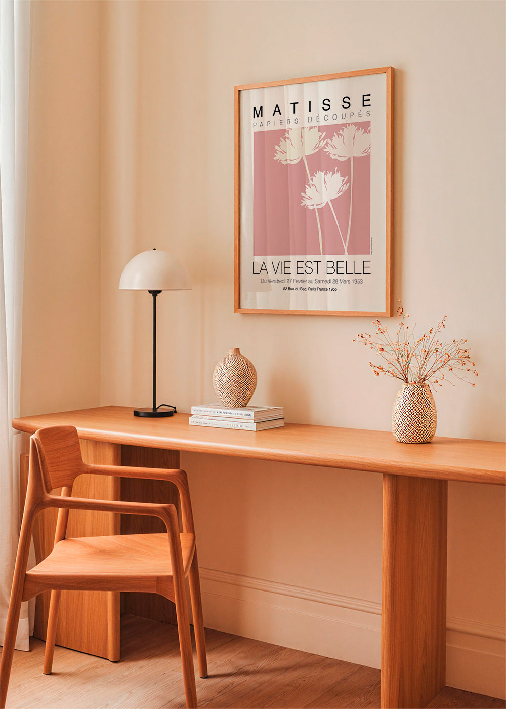 Botanisk poster Matisse rosa utskärningar