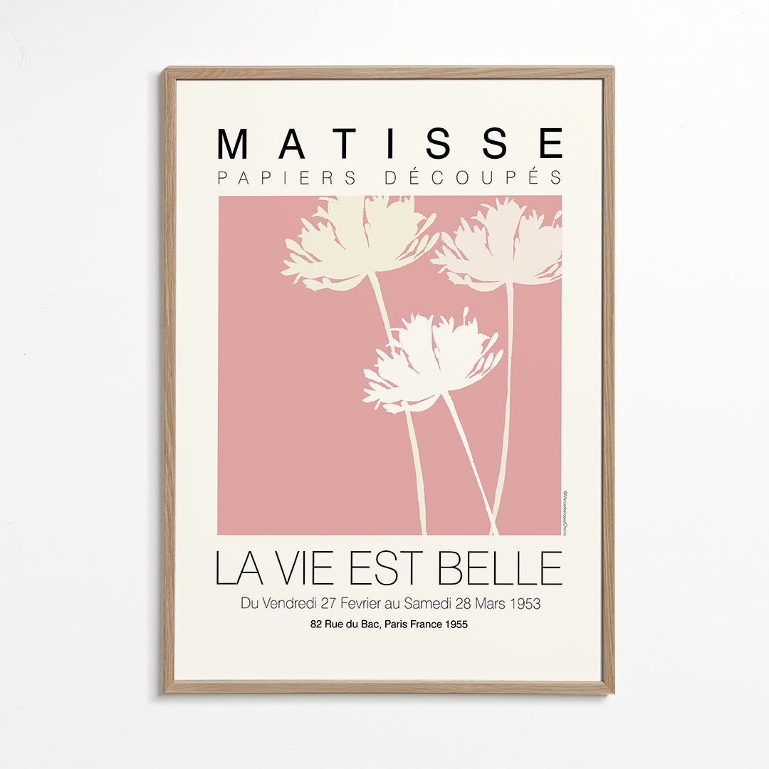 Botanisk poster Matisse rosa utskärningar
