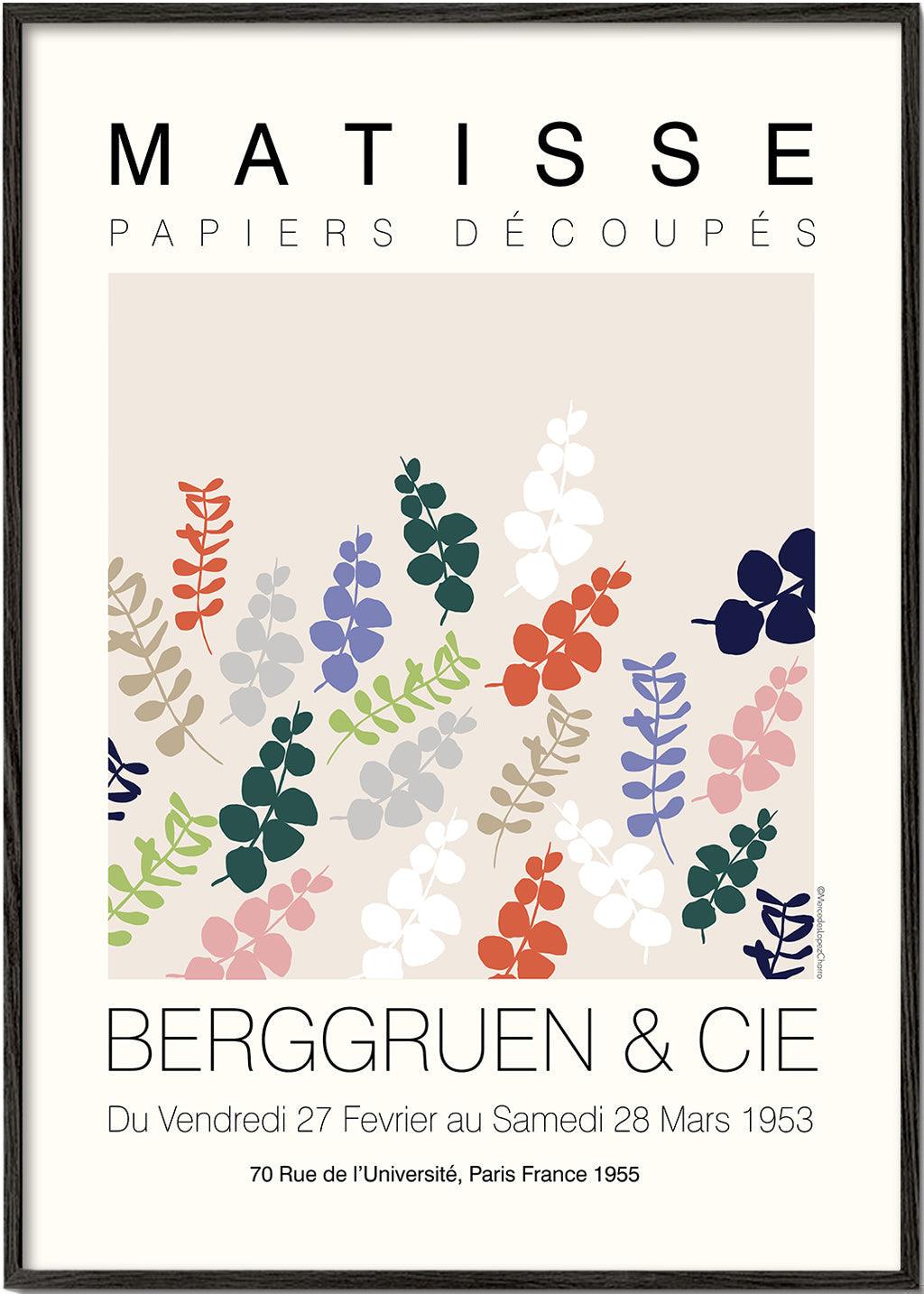 Botanisk poster Matisse utskurna blad