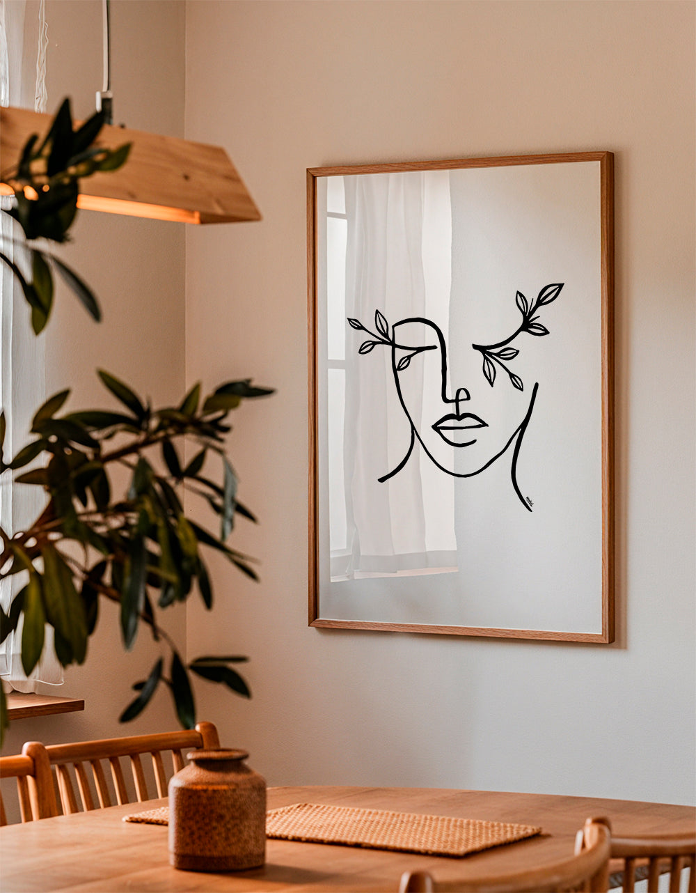 Botanisk print linjärt ansikte