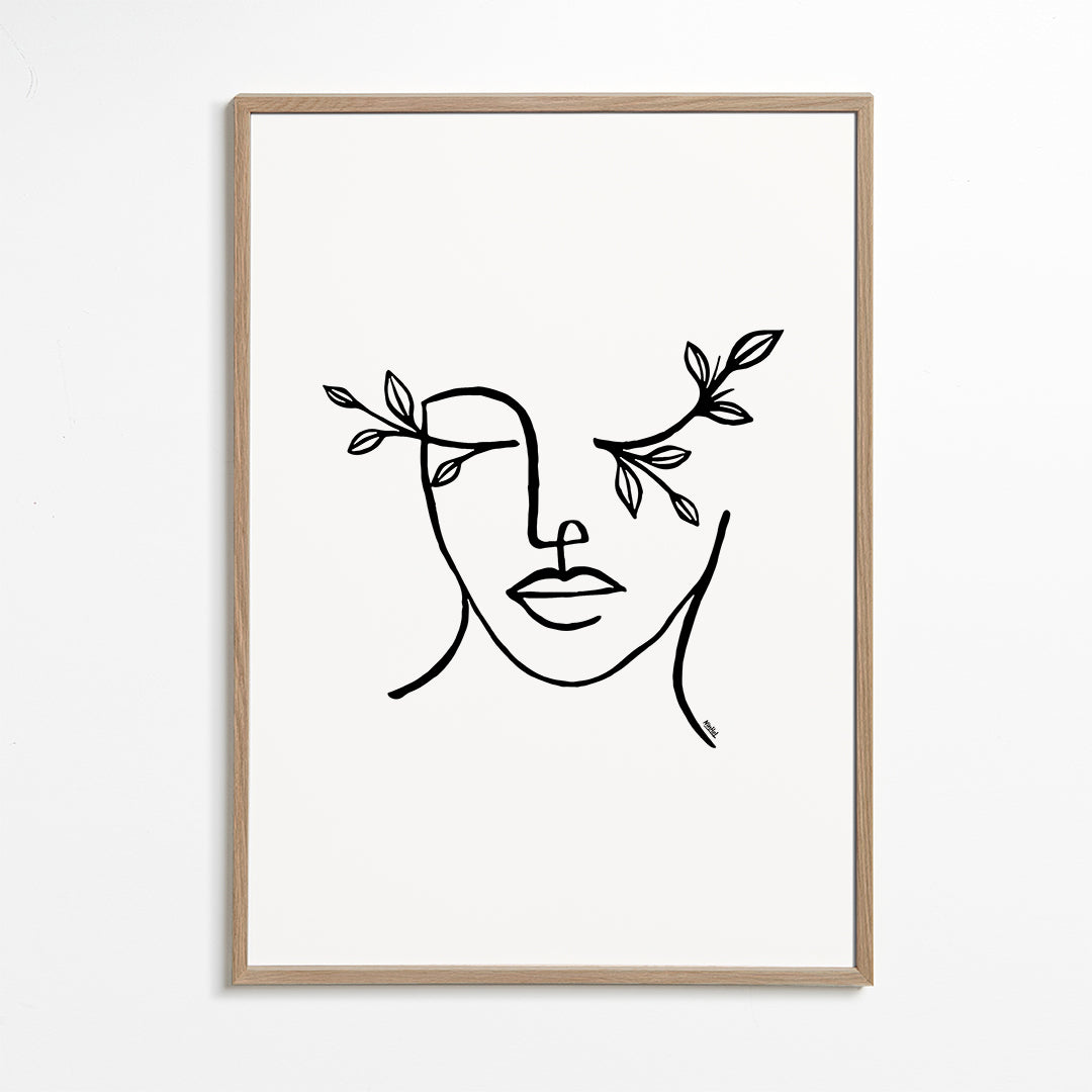 Botanisk print linjärt ansikte