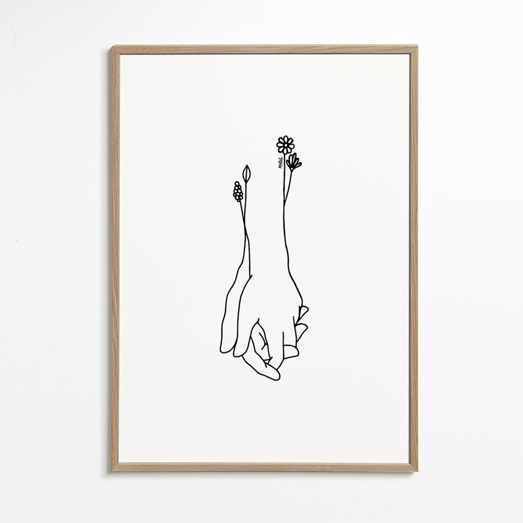 Botanisk poster flätade händer