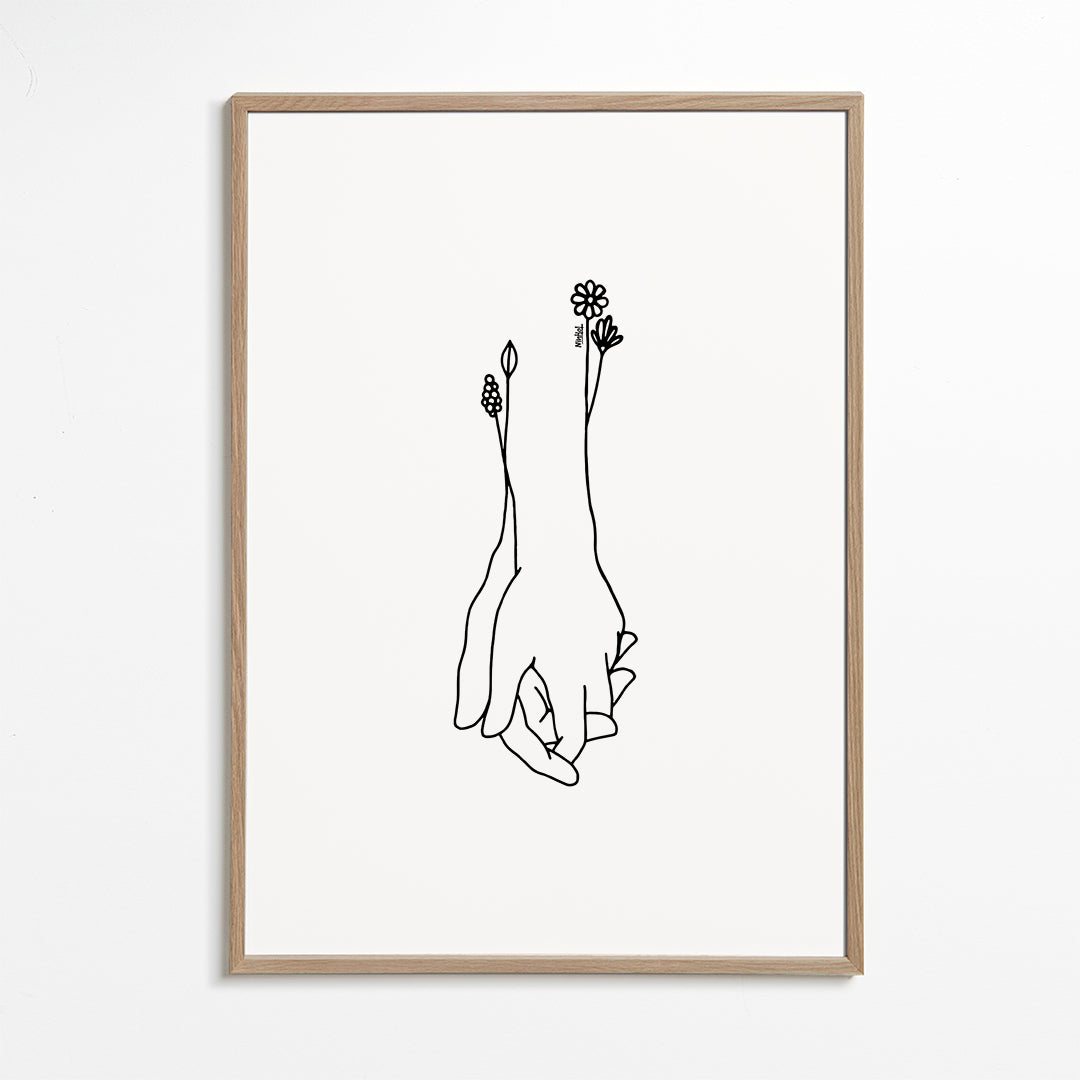 Botanisk poster flätade händer