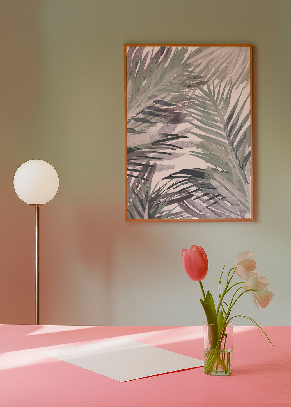 Botanisk poster med palmer i akvarell