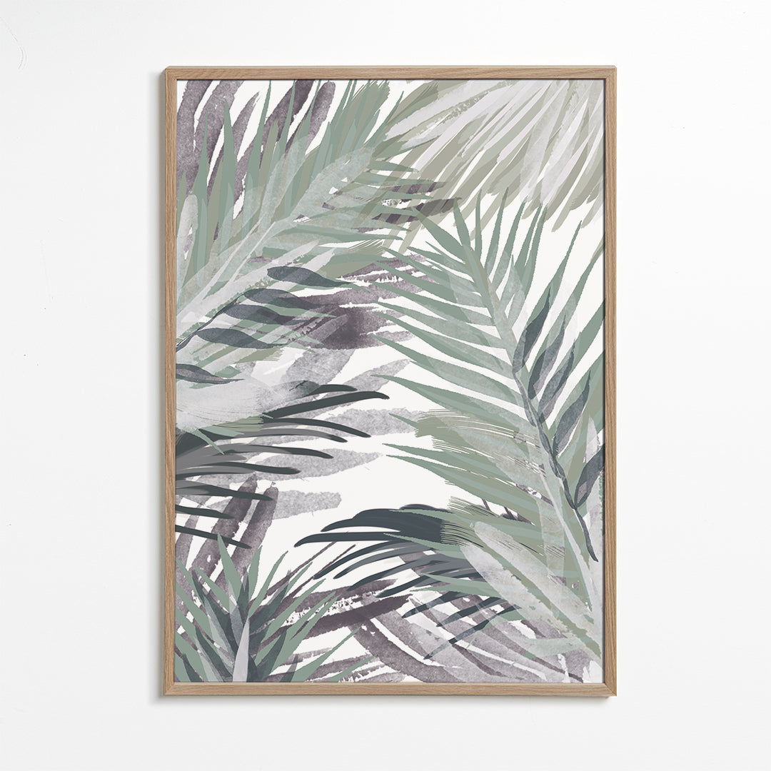 Botanisk poster med palmer i akvarell