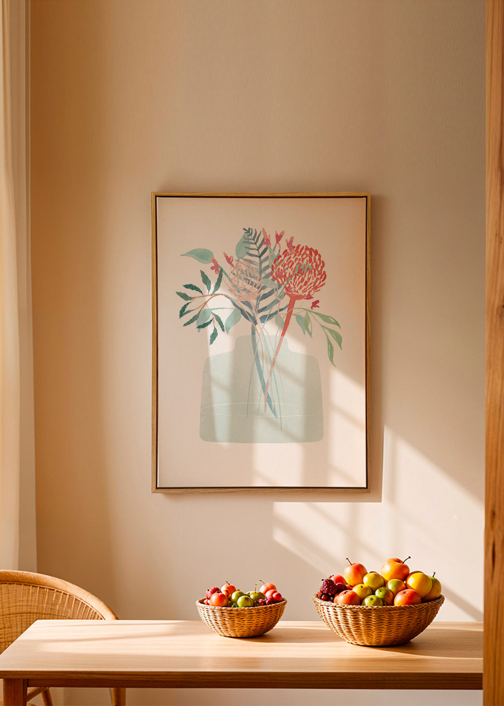 Botanisk poster med akvarellvas
