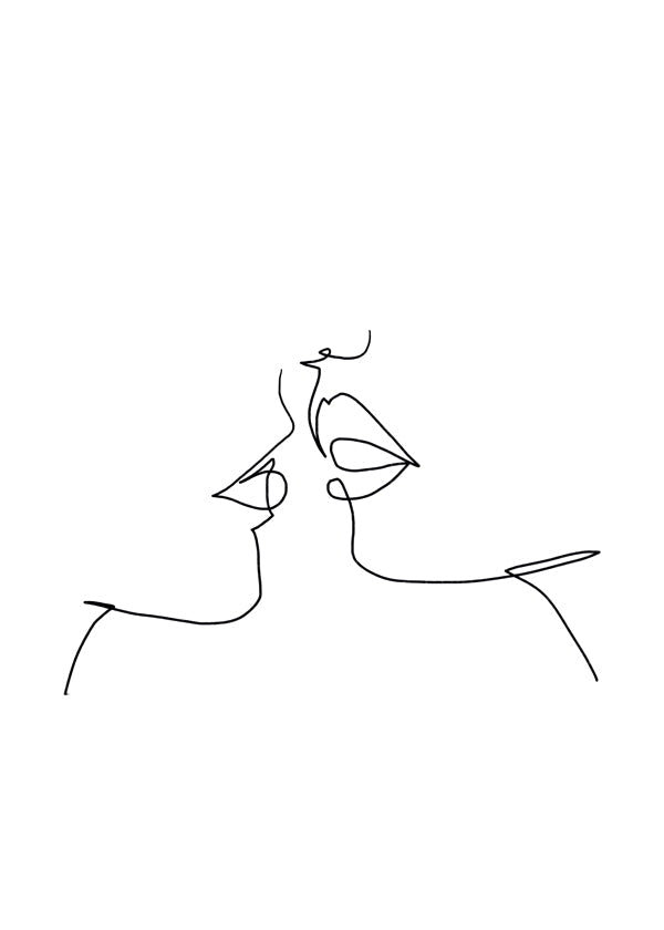Illustration kyss i ett streck