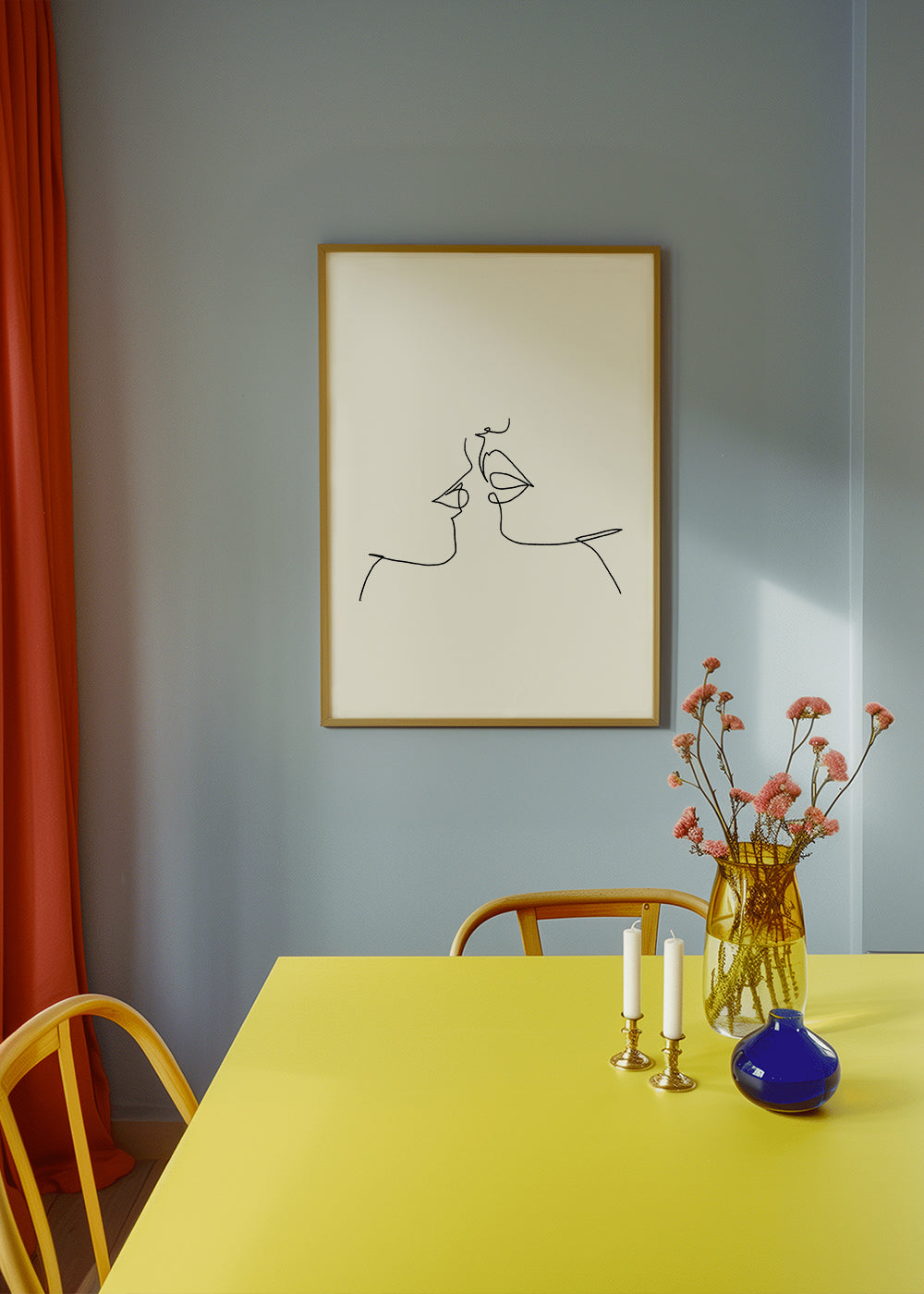 Illustration kyss i ett streck
