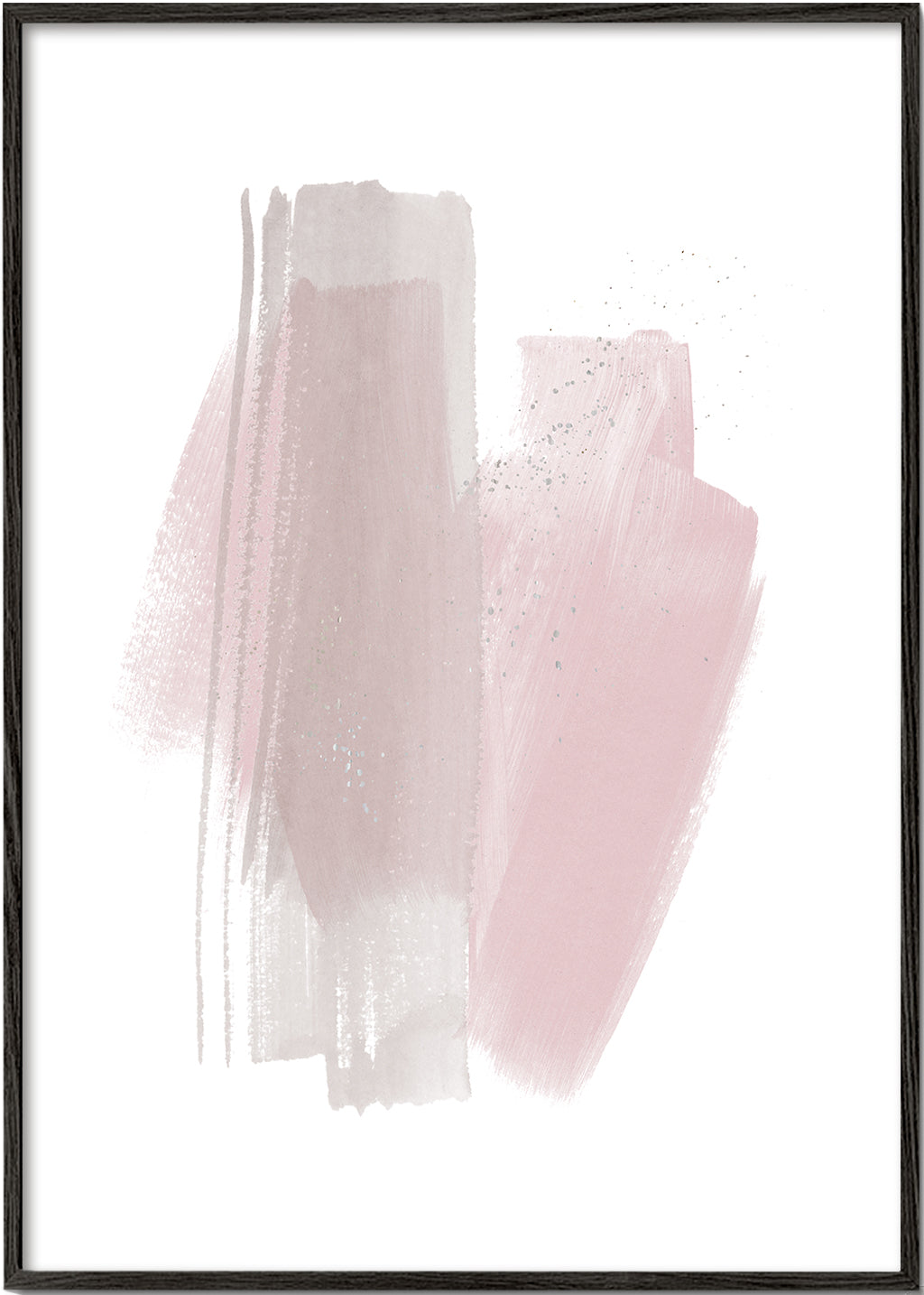 Abstrakt konst med rosa och beige penseldrag