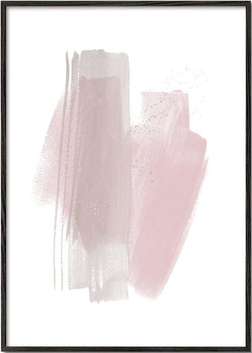 Abstrakt konst med rosa och beige penseldrag