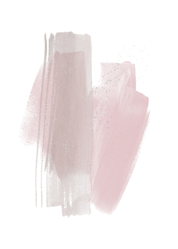 Abstrakt konst med rosa och beige penseldrag