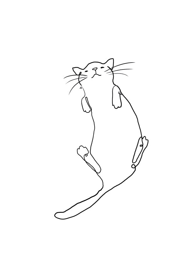 Affisch katt linje minimalistisk