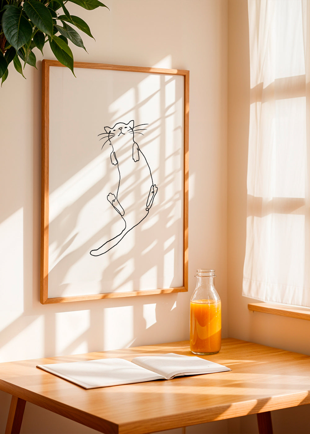 Affisch katt linje minimalistisk