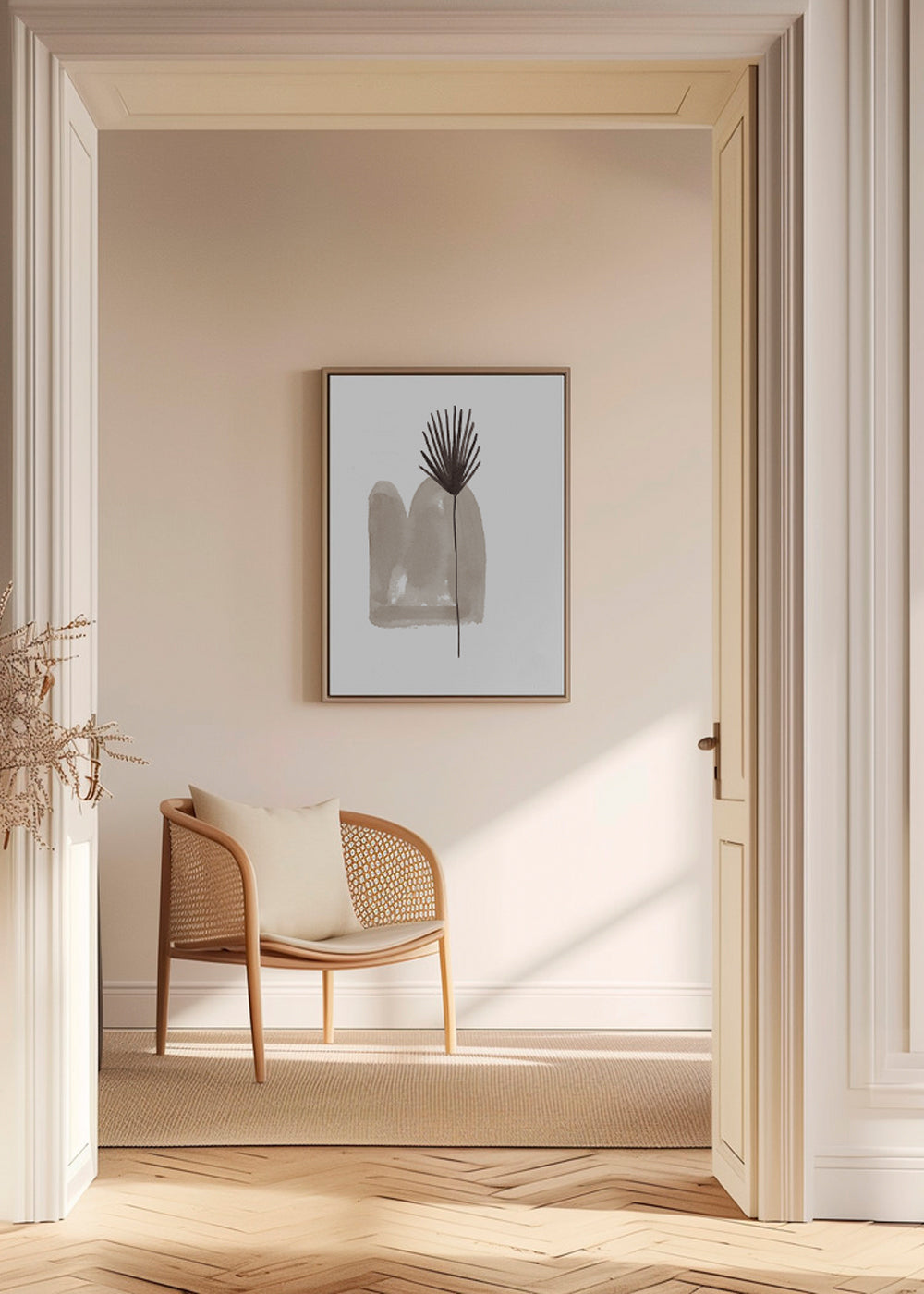 Botanisk poster: minimalistiskt blad akvarell
