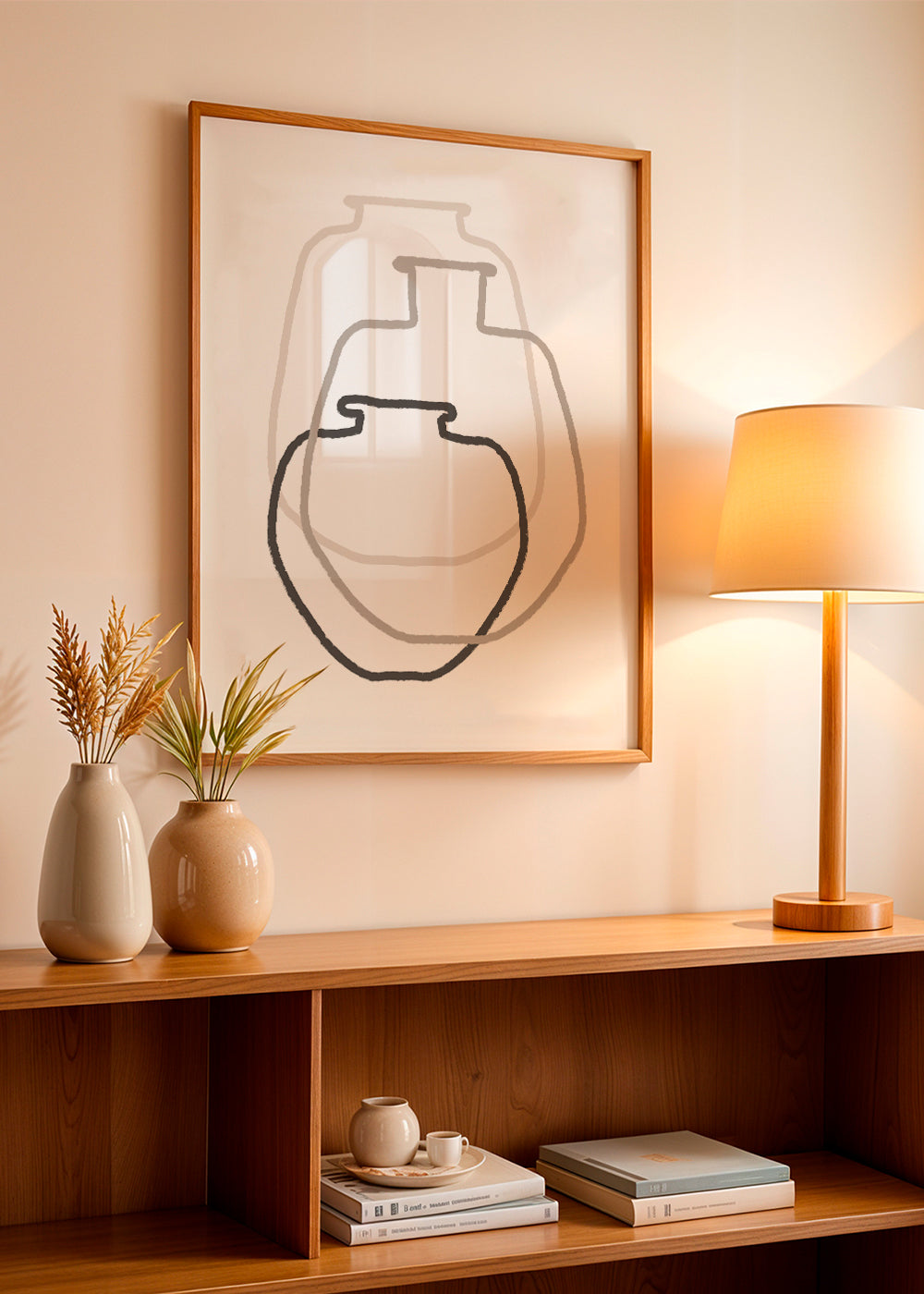 Minimalistisk design linjära vaser överlagrade