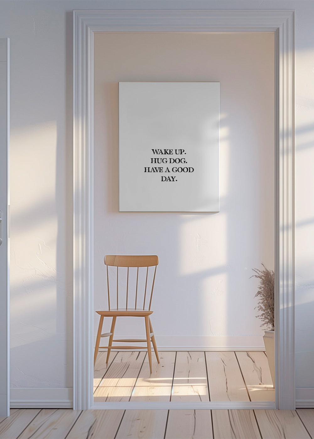Minimal typografiskt tryck: Wake Up Hug Dog