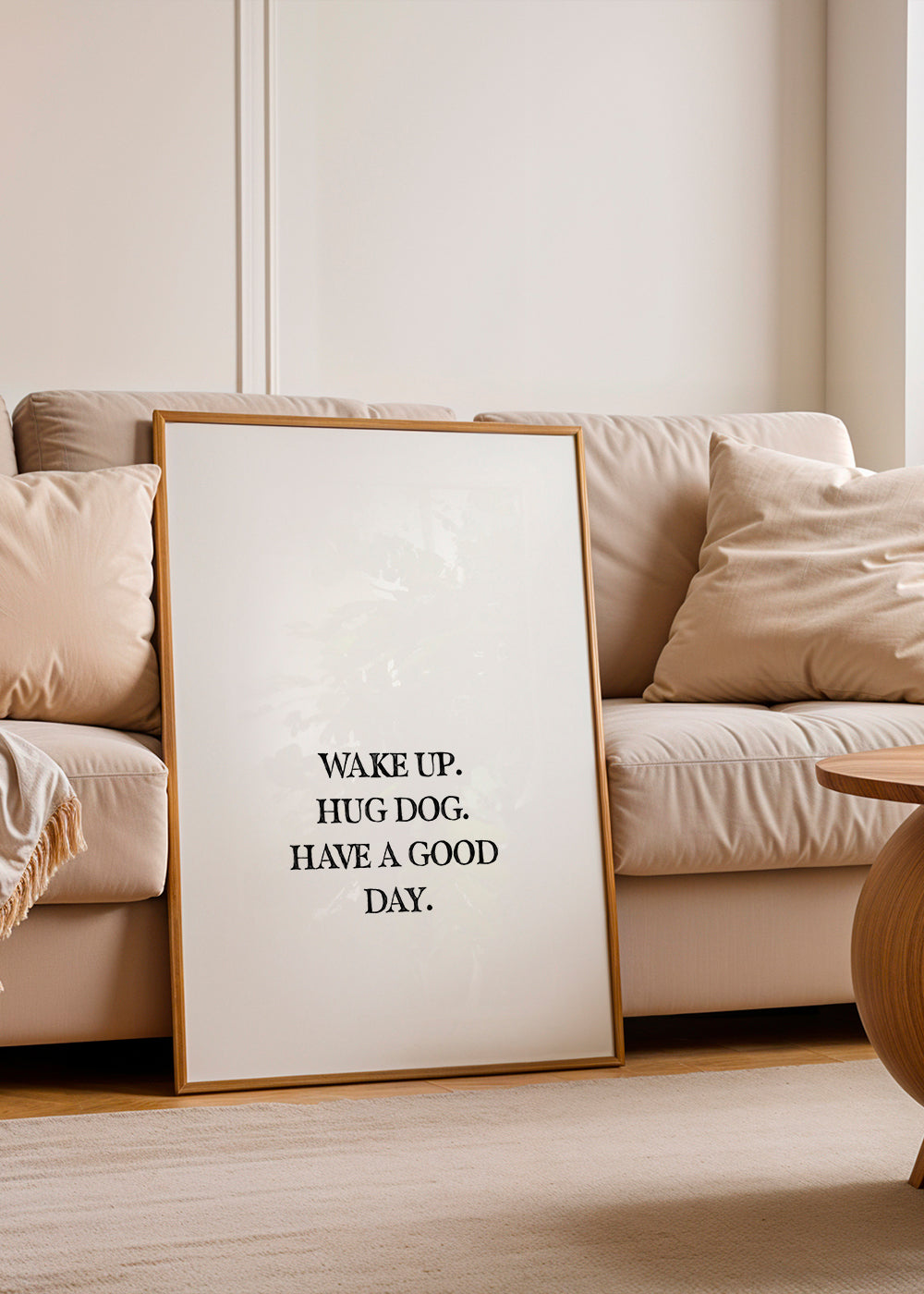 Minimal typografiskt tryck: Wake Up Hug Dog