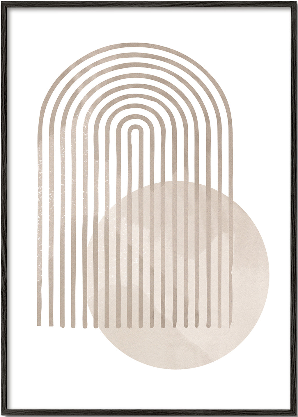 Geometrisk poster med beige båge och cirkel