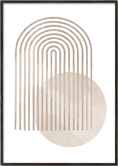 Geometrisk poster med beige båge och cirkel
