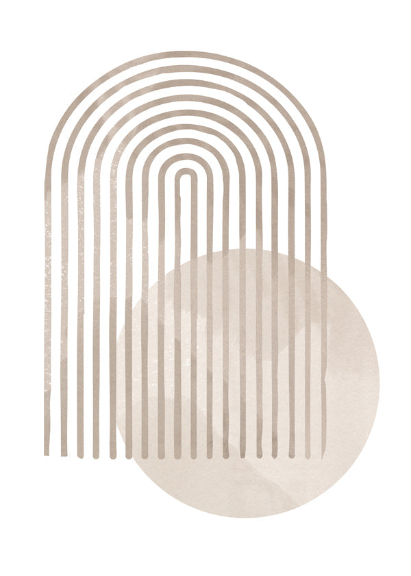 Geometrisk poster med beige båge och cirkel