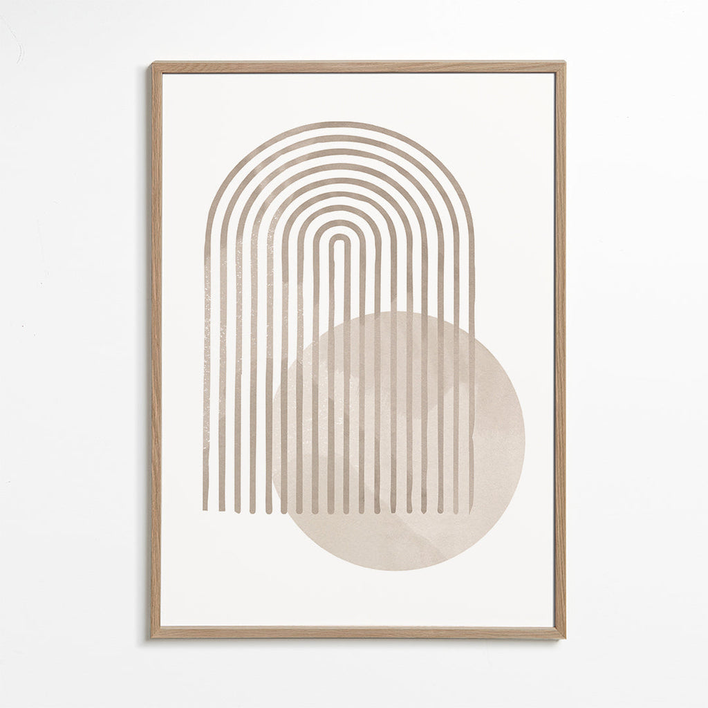 Geometrisk poster med beige båge och cirkel