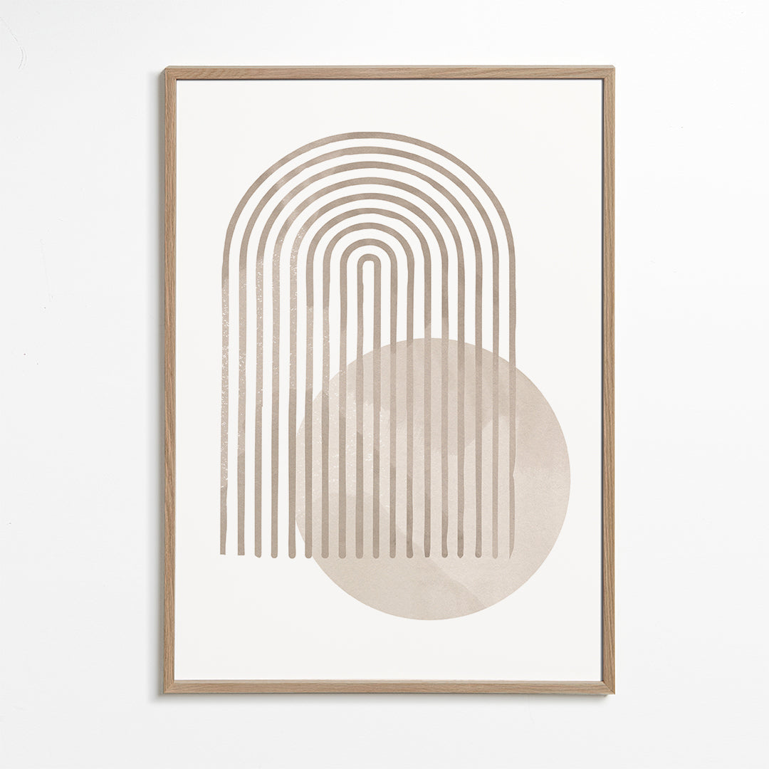 Geometrisk poster med beige båge och cirkel
