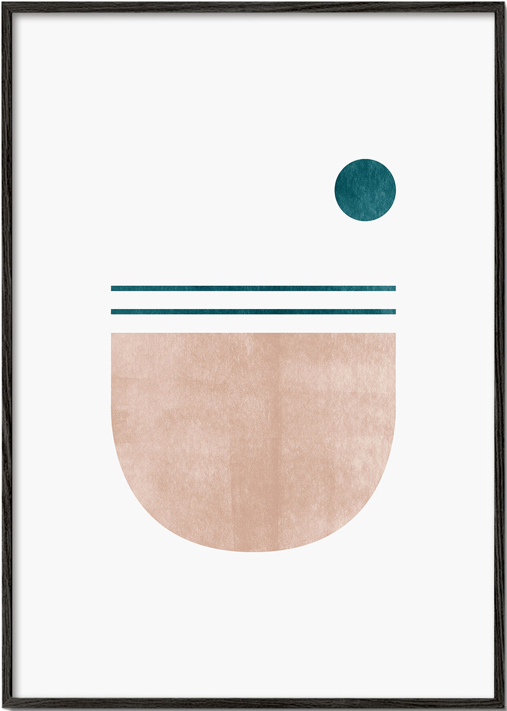 Geometrisk poster halvcirkel med teal prick